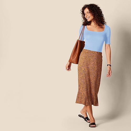 Miniatura 5 de Tienda Essentials - Camiseta de manga corta y cuello cuadrado para mujer