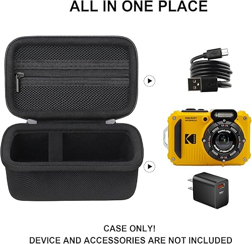 Miniatura 2 de Supmay Funda protectora rígida para cámara digital Kodak PIXPRO WPZ2, resistente e impermeable, funda de viaje con bolsillo de malla con cremallera