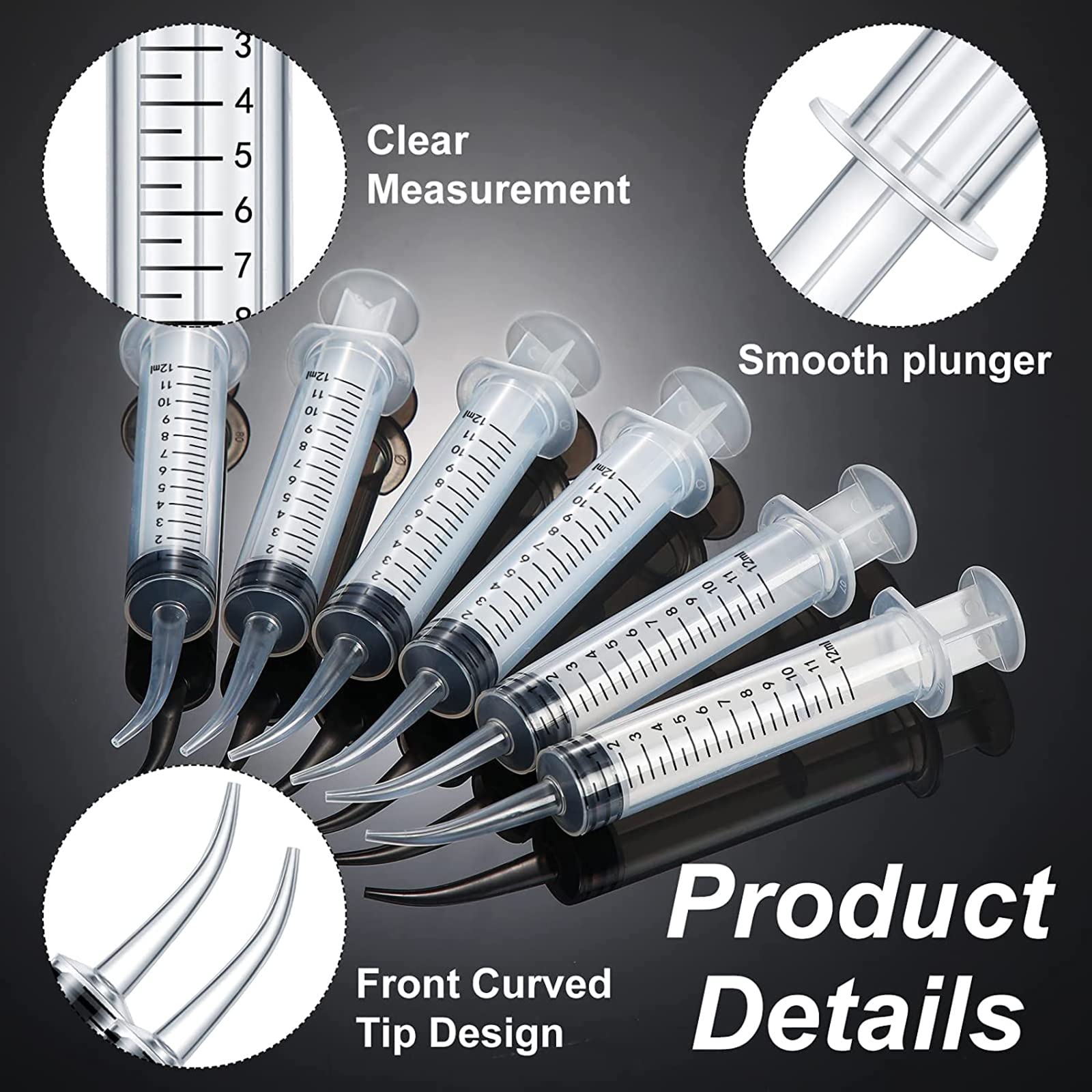 100er Pack /200er Pack Zahnärztliche Spritze mit gebogener Spitze 12ml Zahnärztliche Spritze Einweg-Spritze für Tonsillensteine Squirt Flüssigkeitsinjektion Mundspülungs-Reiniger (Color:200 pcs)