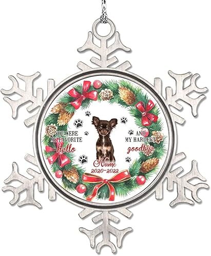 Miniatura 6 de Custom Christmas Dog Say Hello Snowflake Ornaments Christmas Wreath Personalized Christmas Ornaments 2023 Chow Chow Dog Ornament for Christmas Tree