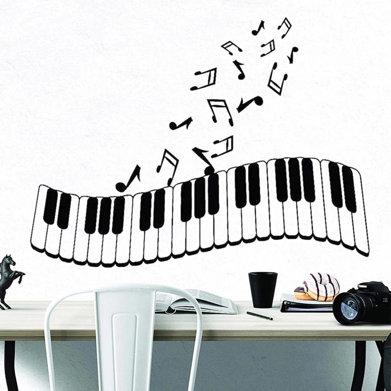 YOUOUSI Musical Note Piano Vinyl Stickers for Doors and Windows, Piano Key wall Decals for Living Rooms, Music Studios, Nurseries, Children's Rooms, and Interior Decoration.