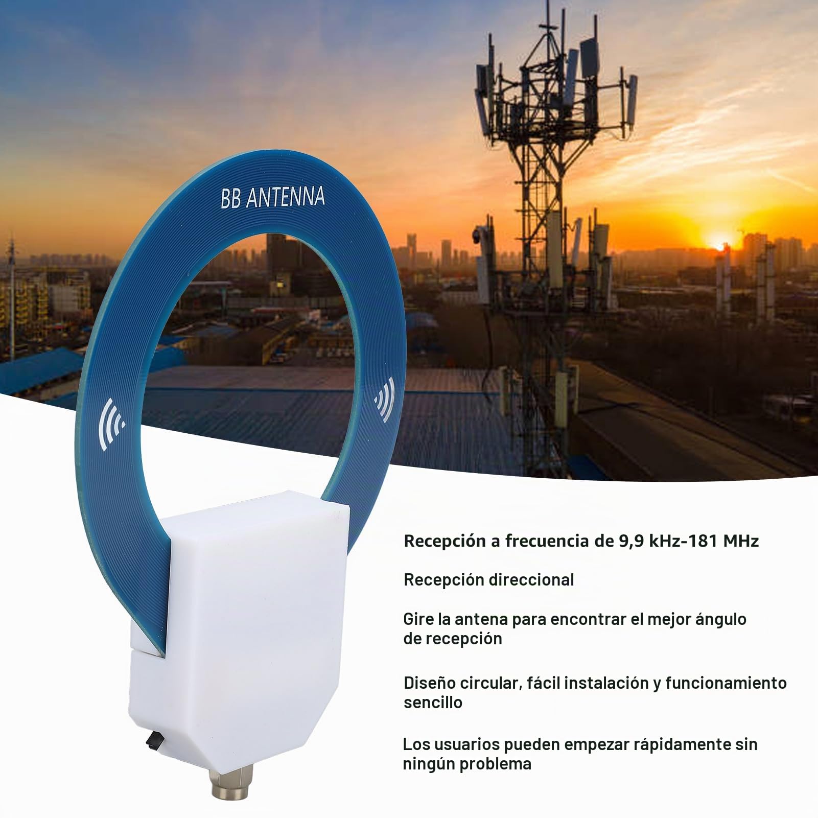 Antena SW Bucle, 9.9 kHz-181 MHz, mini antena, onda corta, receptor portátil, antena direccional de rotación SW Loop para Malachite SDR, TEF6686, SMA Radioaficionado con enchufe