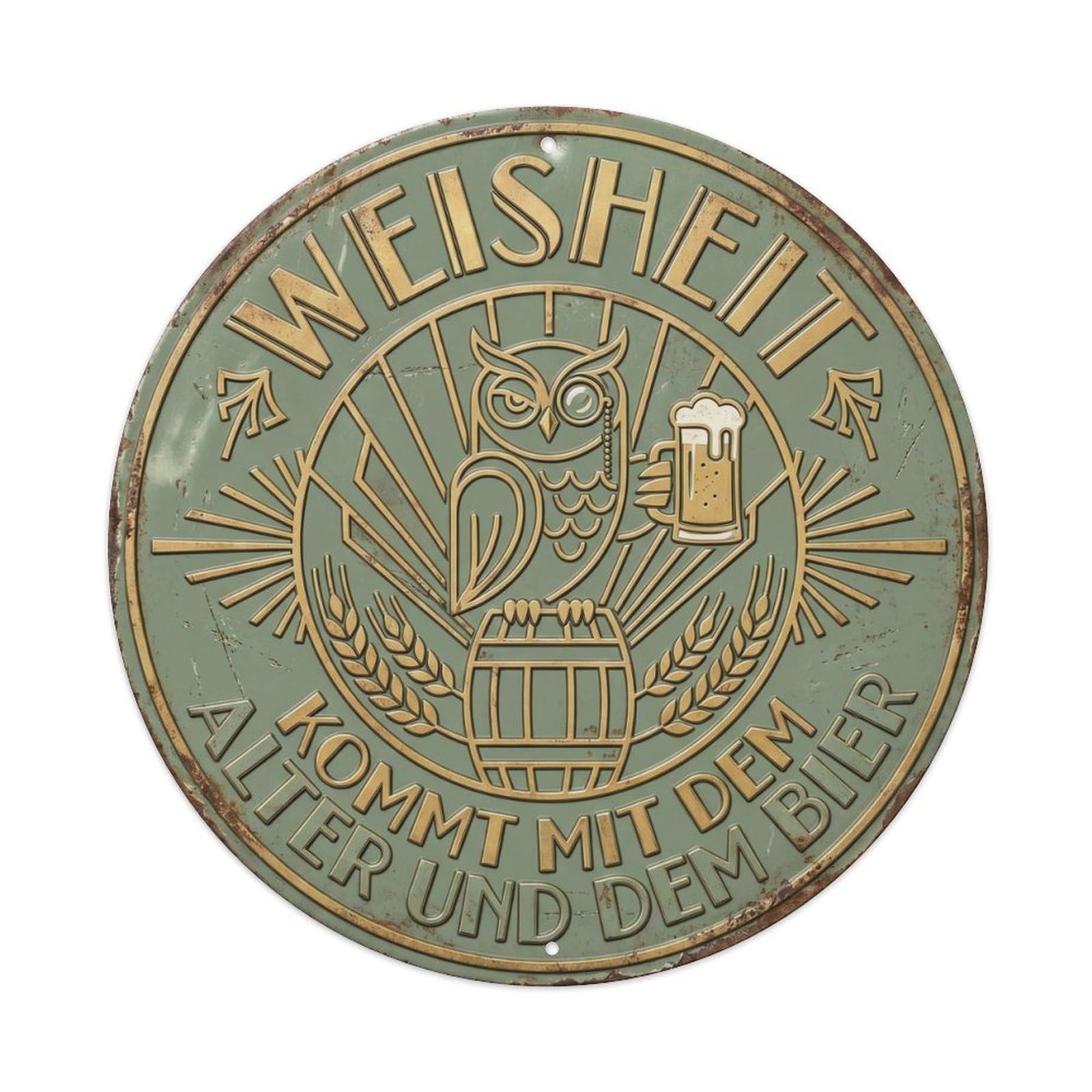Vintage Bar Style Weisheit Humorous Tavern Wisdom Metal Tin Sign Plaque Wall Decor for Cafe, Club, Garden Round Metal Poster 8x8Inch