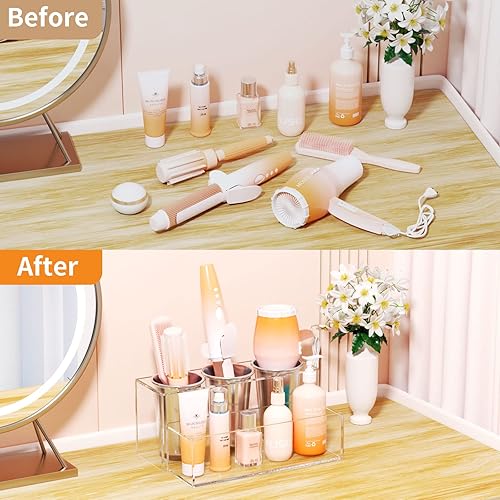 Miniatura 5 de NIUBEE Organizador de herramientas para el cabello, secador de pelo acrílico y soporte para peinado, organizador de secadora de baño, soporte de