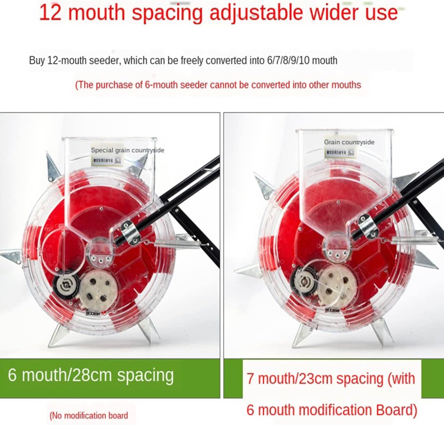 5/6/7 Hole Garden Seeder, Portable Hand-Push Roller Seeder, Multi-Function Lawn Fertilizer Spreader, for Corn Cotton Soybean Peanut,5 Mouths