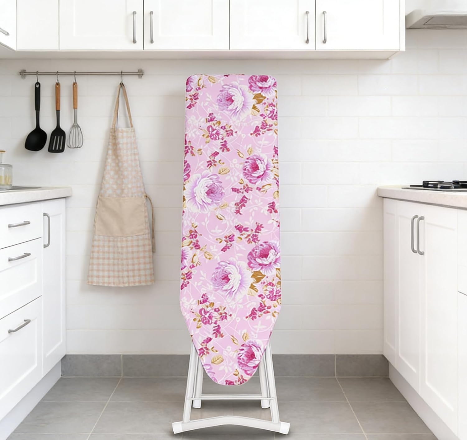 Foldable Ironing Boards Space Saver Ironing Board Adjustable Height 4-Leg Ironing Boards Lightweight Extra-Wide Clothes Ironing Board with Folding Legs for Household (42" x 30.71" x 11.81")