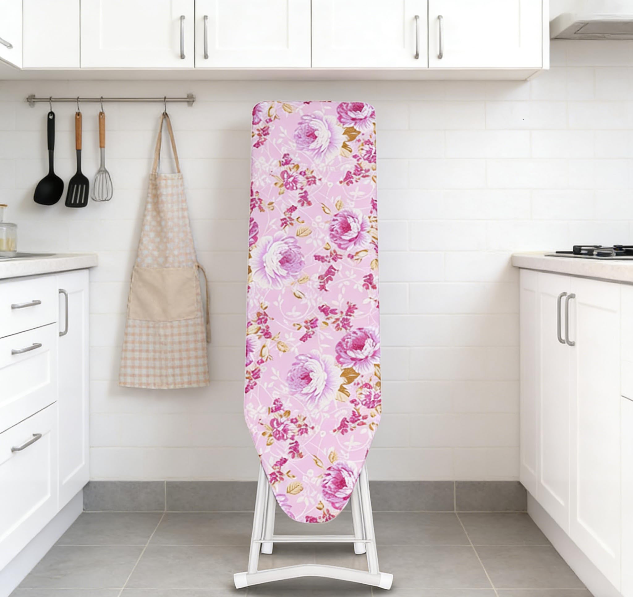 Faltbares Bügelbrett, platzsparend, höhenverstellbar, 4-Bein-Bügelbretter, leicht, extra breit, mit klappbaren Beinen für den Haushalt (106,7 x 78 x 30 cm)