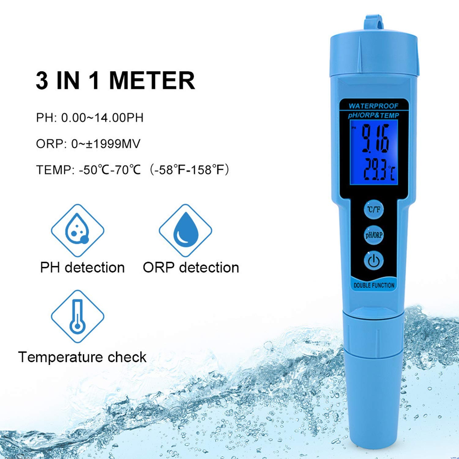 Prodotti scientifici Portatili 3 in 1 PH ORP Temp Misuratore di Acqua Rilevatore di Acqua Multi-parametro Tri-Meter Digitale Tester per Monitor della qualità dell'Acqua