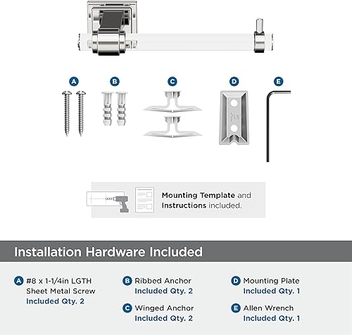 Vista 40 de Amerock BH36062CG10 - Toallero de mano Glacio de 5-7/16 pulgadas de longitud para pared de baño y cocina pequeña, accesorios de baño Transparente