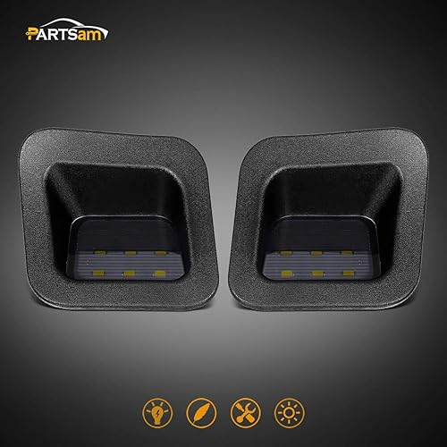 Miniatura 2 de Partsam Juego de 2 luces LED completas para matrícula, carcasa negra ahumada, compatible con Dodge Ram 1500 2500 3500 2003-2018 2003-2018
