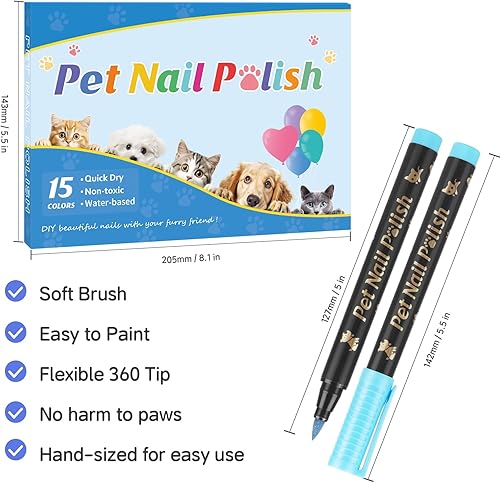 Miniatura 22 de Bolígrafos de esmalte de uñas para perros de secado rápido, juego de 12 colores seguros para uñas bonitas, regalos ideales para perros, gatos, uñas