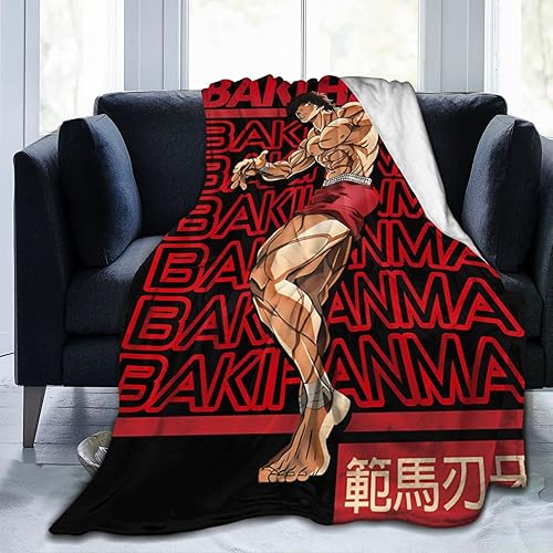 Manta de anime Baki The Grappler Baki Hanma de microforro polar ultra suave, acogedora y cálida, adecuada para todas las salas de