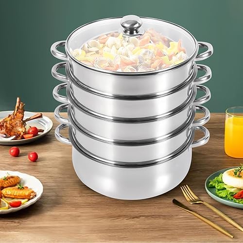 Miniatura 3 de 5 Tier Acero Inoxidable Cocina Vapor Set Pan Cook Pot con Tapa de Vidrio USA