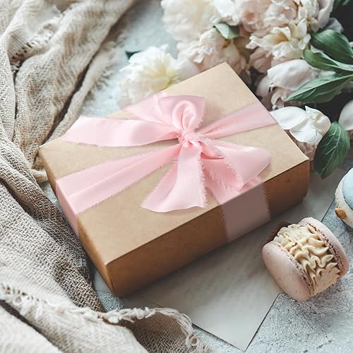 Vista 109 de Burgundy Dark Red Silk Ribbon 1-1/2 Inch x 21Yds Handmade Fringe Silky Chiffon Frayed Fabric Ribbon for Gift Wrapping, Flower Bouquet, Wedding