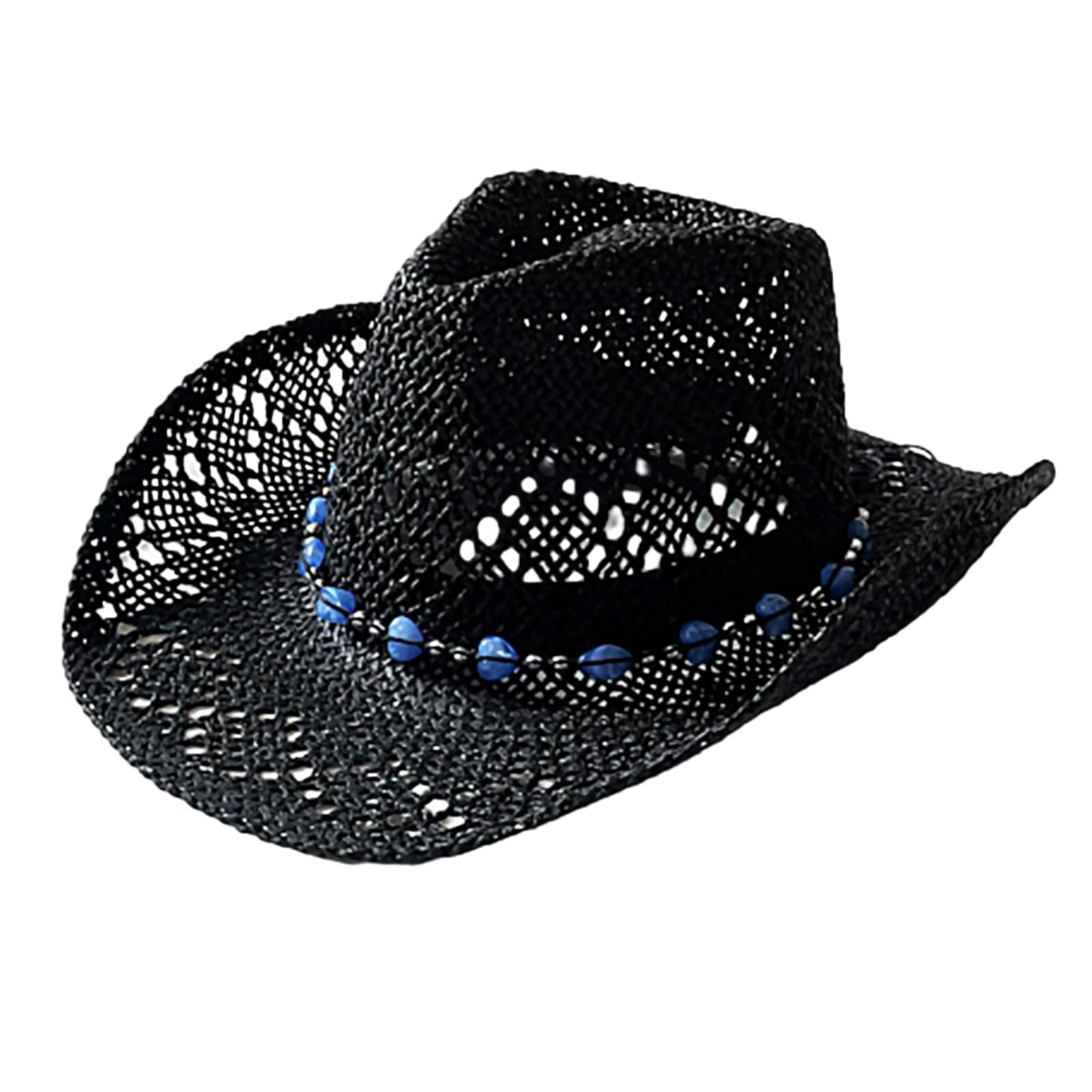 TuelalySombrero de vaquero de paja de ala ancha para mujer, plegable, ajustable, diseño oriental con protección solar de verano, correa resistente al viento