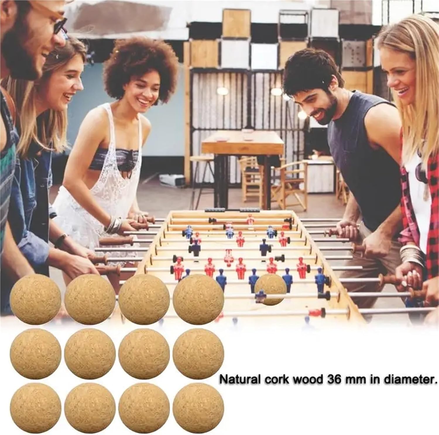 Foosball Balls Replacements 24 Pcs 36mm Table Football Cork Solid Wood Foosball Soccer Ball Fussball Machine Replacement Accessories