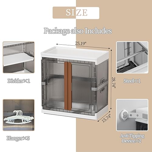 Miniatura 2 de HAIXIN Organizadores y almacenamiento de armario, almacenamiento de ropa plegable de 39.6 galones con barra de armario y perchas de ropa, estantes