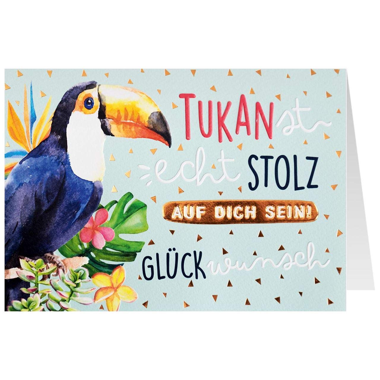 Grußkarte 'Tukan' Mit Kupfer & Konfetti – Für Jeden Glückwunsch
