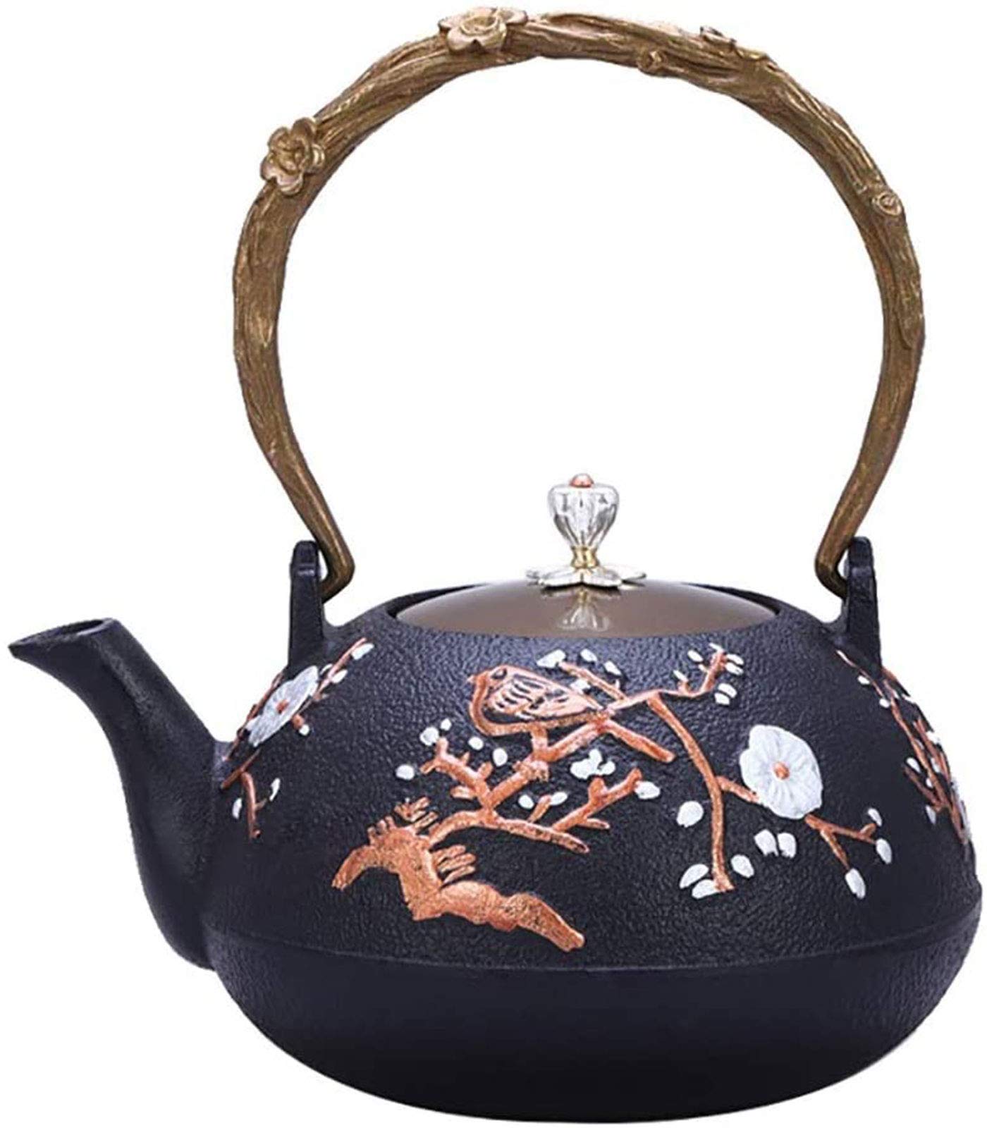 MGEMJMJ 1.2L Teapot Tea Kettle Tea Pot Japanese Tea Kettle Cast Iron Teapot,Chinese 'Xi Shang Mei Shao' Pattern, Chinese Style Tetsubin Tea Kettle,Health Preserving