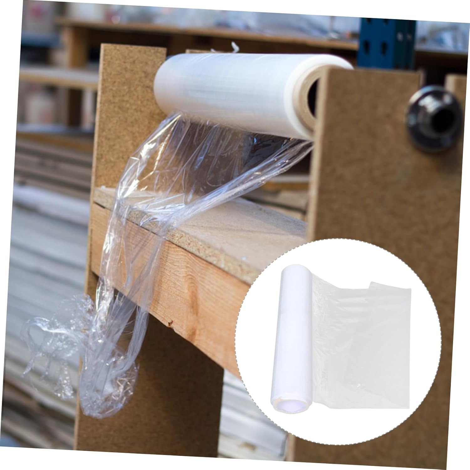 Angoily Clear Stretch Film Roll Wide Plastic Moving Wrap for Industrial Shipping and Packing Heavy Duty Self-adhering Packaging Film for Easy Use and Secure Storage