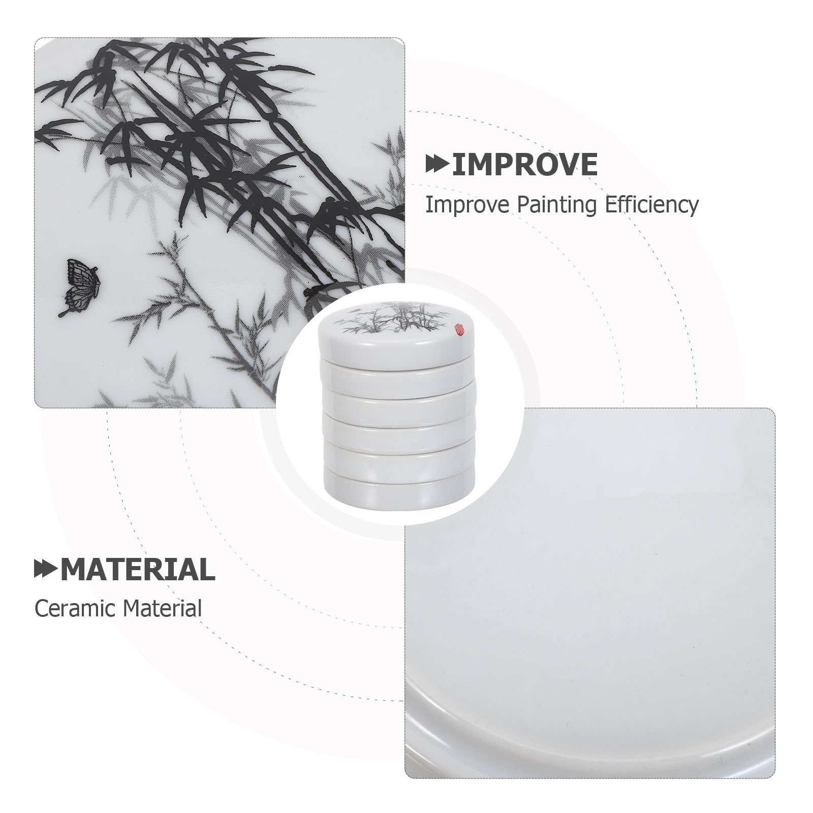 Gadpiparty Tavolozza in Ceramica Impilabile a 5 Strati Coperchio, Resistente al Calore e Facile da Pulire, Vassoio Rotondo per Artisti e Progetti di Artigianato
