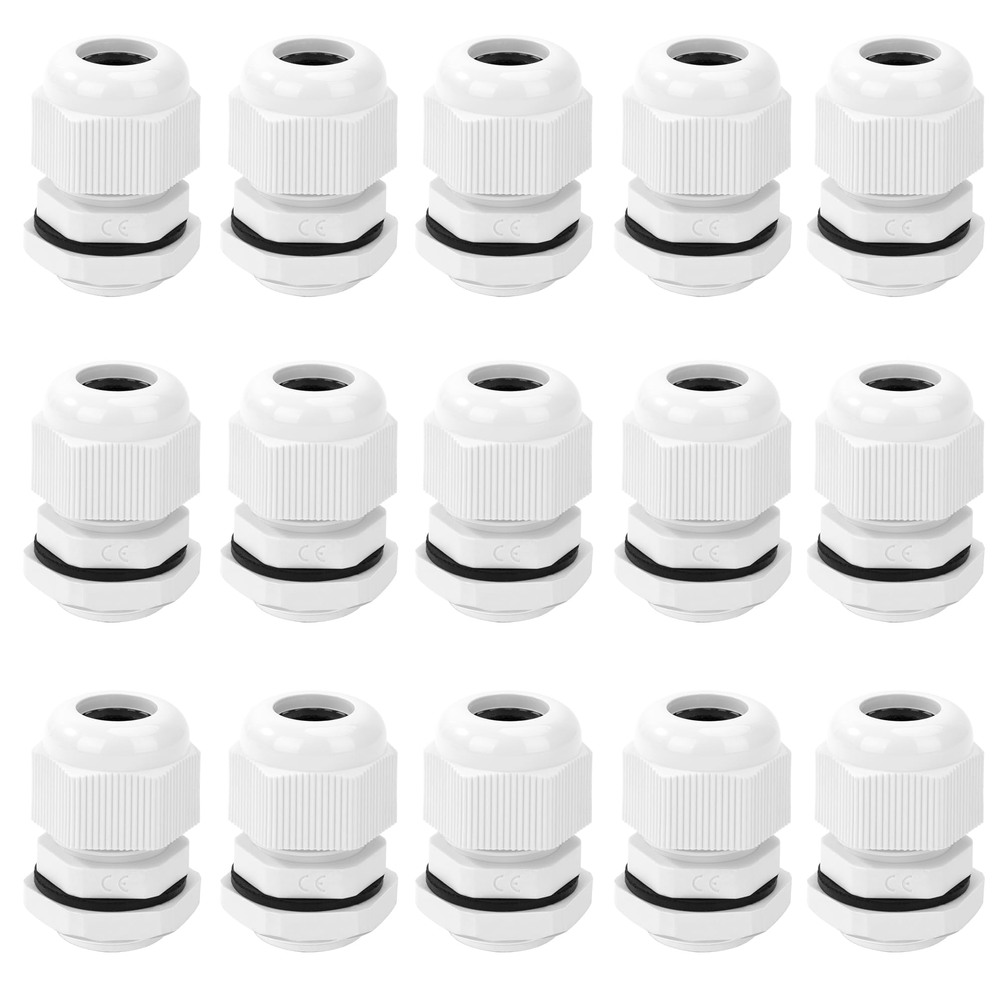 Tunejoy Prensaestopas Nailon M16 Prensaestopas de Cable IP68 Impermeable Cable Gland Conectores Ajustable para caja de derivación caja de fusibles 15 Pieza