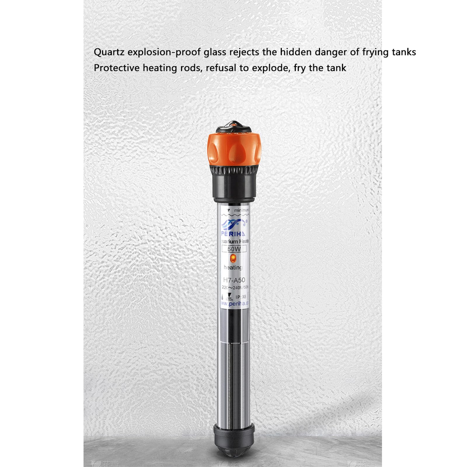 Asta di riscaldamento automatica per acquario, temperatura costante a prova di esplosione, riscaldatore regolabile in vetro, 100 W (50 W)