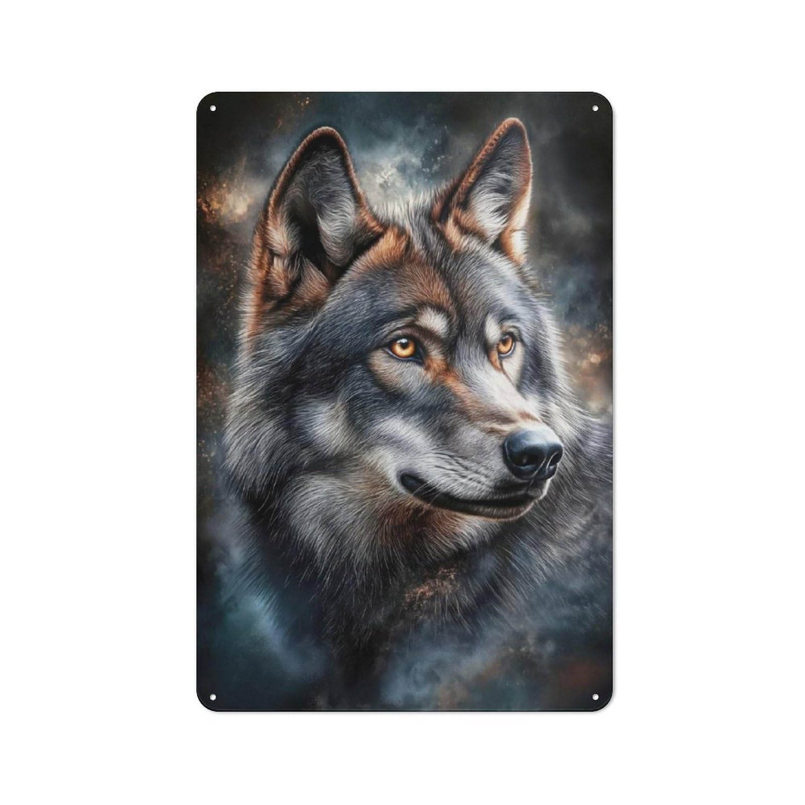 Wolf Portrait Industrial-style Tin Sign 30x20cm for Living Room Wall, for Metal Sign Collectors, for Garage And Workshop Walls