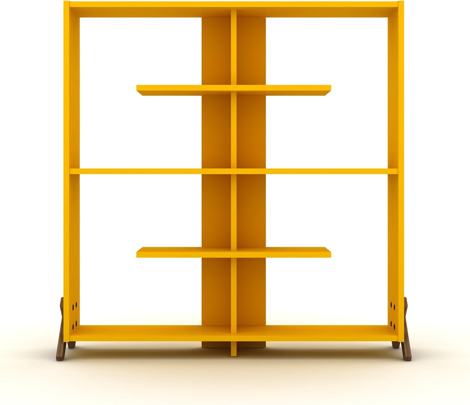 Industrial Bookshelf Open Back 6 Shelves Bookcase Modern Bookcases Large Bookshelf Organizer for Office Living Room (Yellow)