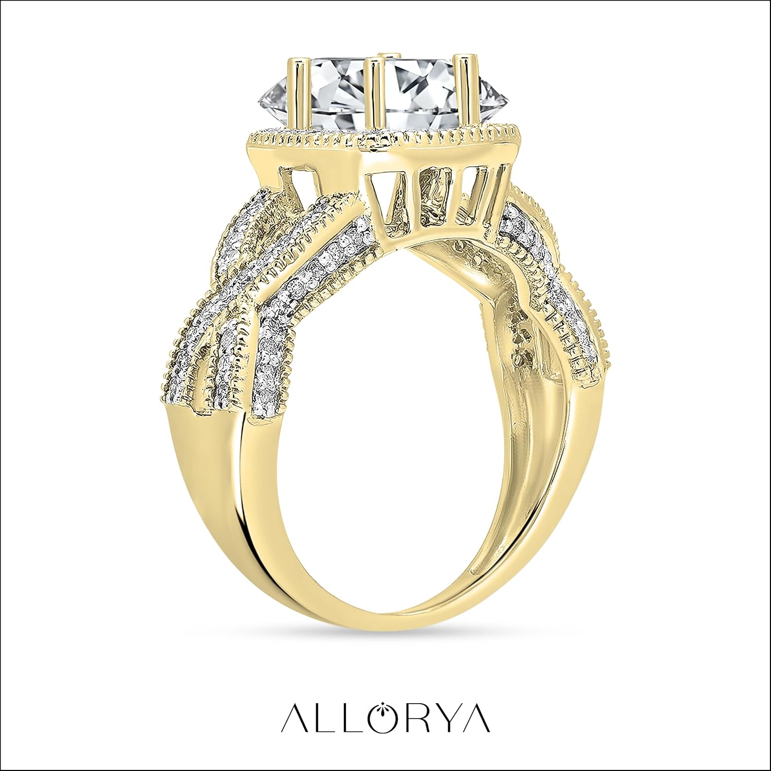 IGI Certified 14K Solid Gold Twisted Cushion Halo Engagement Ring for Women with 1.98 ctw, Center (1.50 CT) & Side (0.48 CT) Round Lab Grown White Diamond