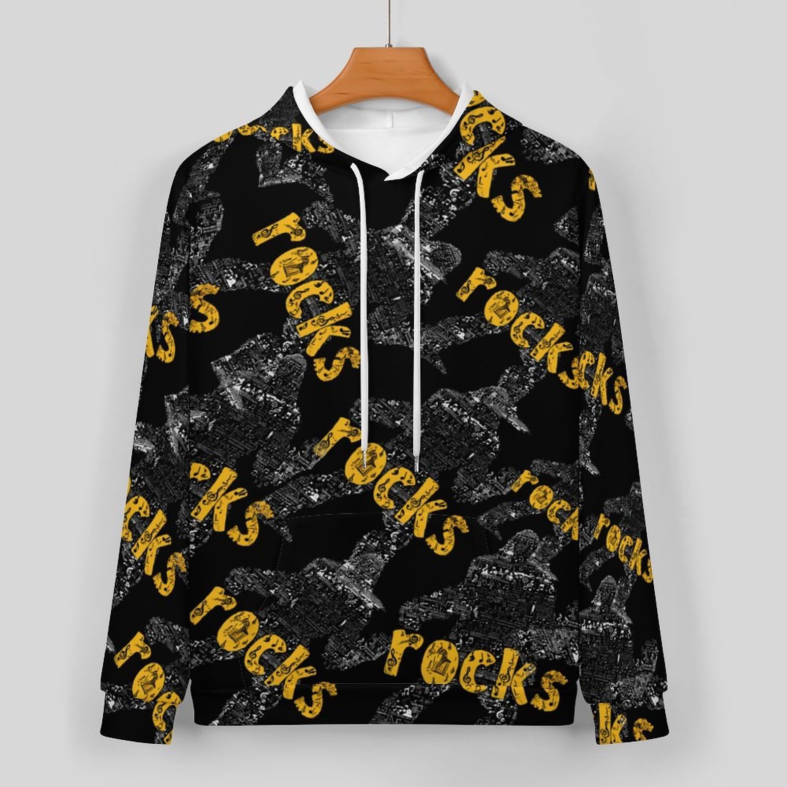 Bigfoot Rock and Roll - Set di felpa da uomo casual in 2 pezzi, con cappuccio, comoda felpa con cappuccio