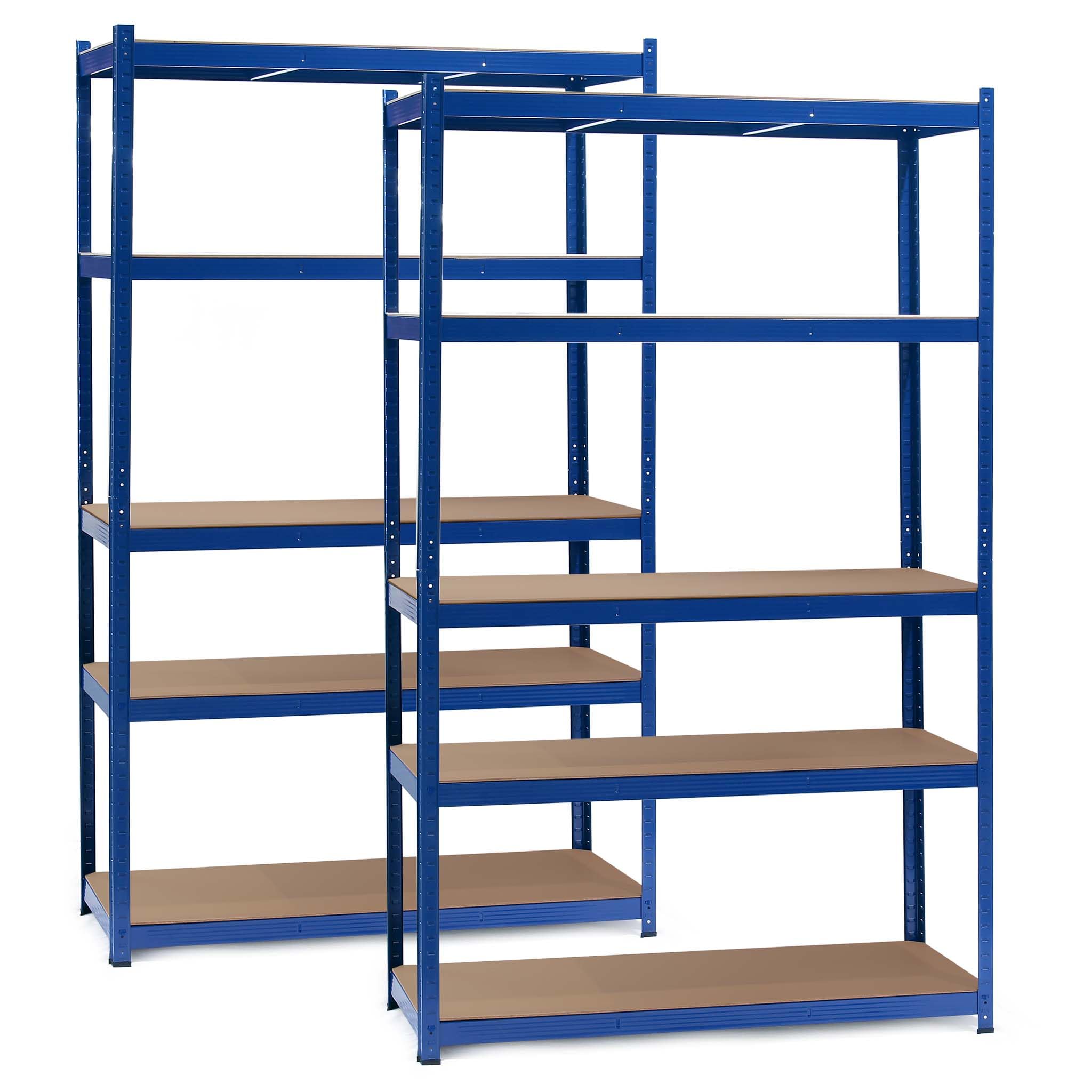 WilTec Set 2x Heavy-duty Shelving System Boltless Blue 120x60x204cm, 200kg/Level, 5 Levels