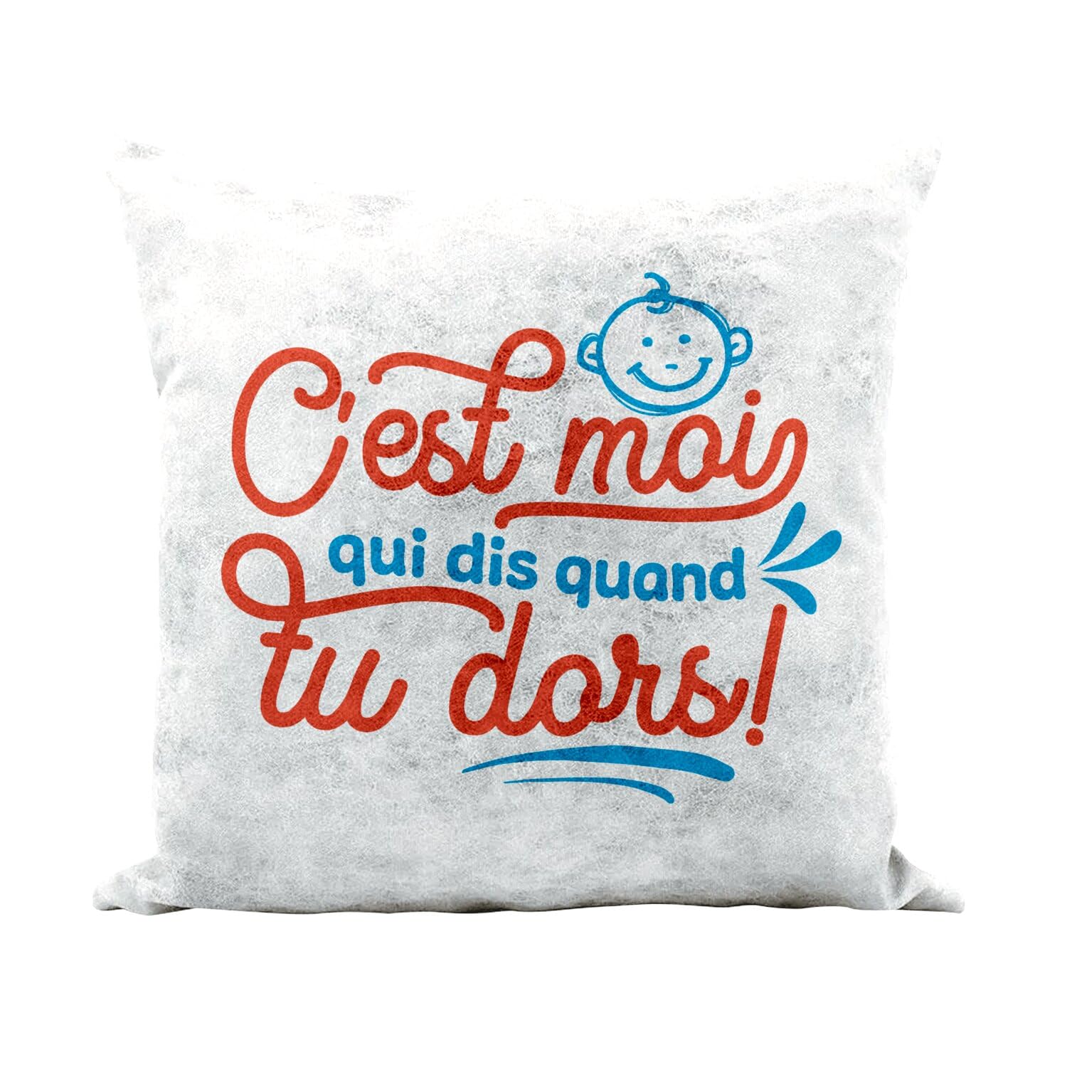 Coussin similicuir blanc cadeau de naissance humoristique pour les futurs parents fatigués