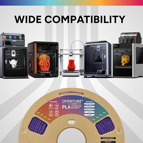 Vista 114 de Overture - Filamento PLA de impresión 3D para la mayoría de FDM en 1.75 milímetros, en bobina de 1 kilogramo de 200 x 200 milímetros y de precisión
