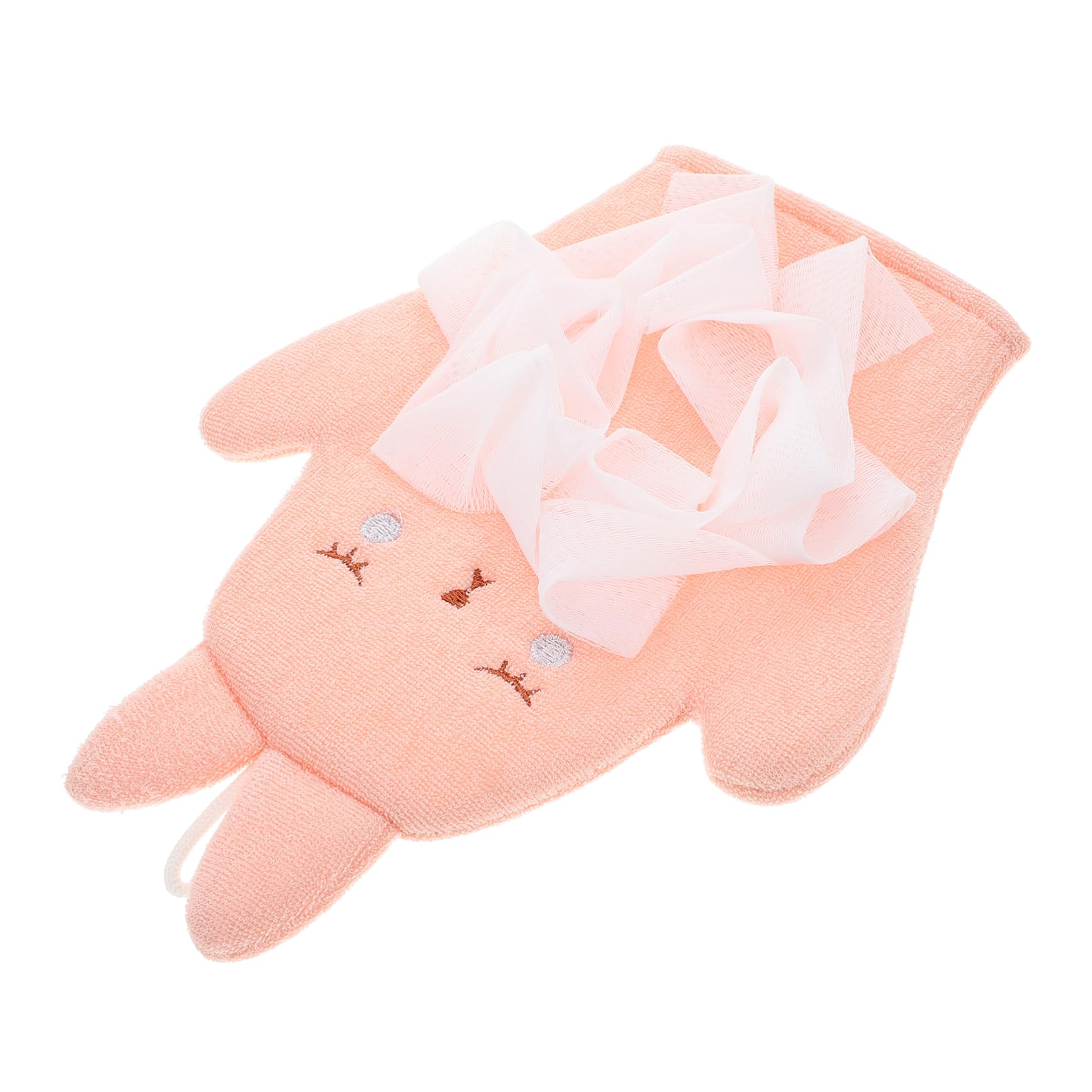 HANABASS Dual-Sided Exfoliating Bath Mitt for Babies and Toddlers Gentle Wash Cloths Cartoon Rabbit Design Comfortable Shower Gloves