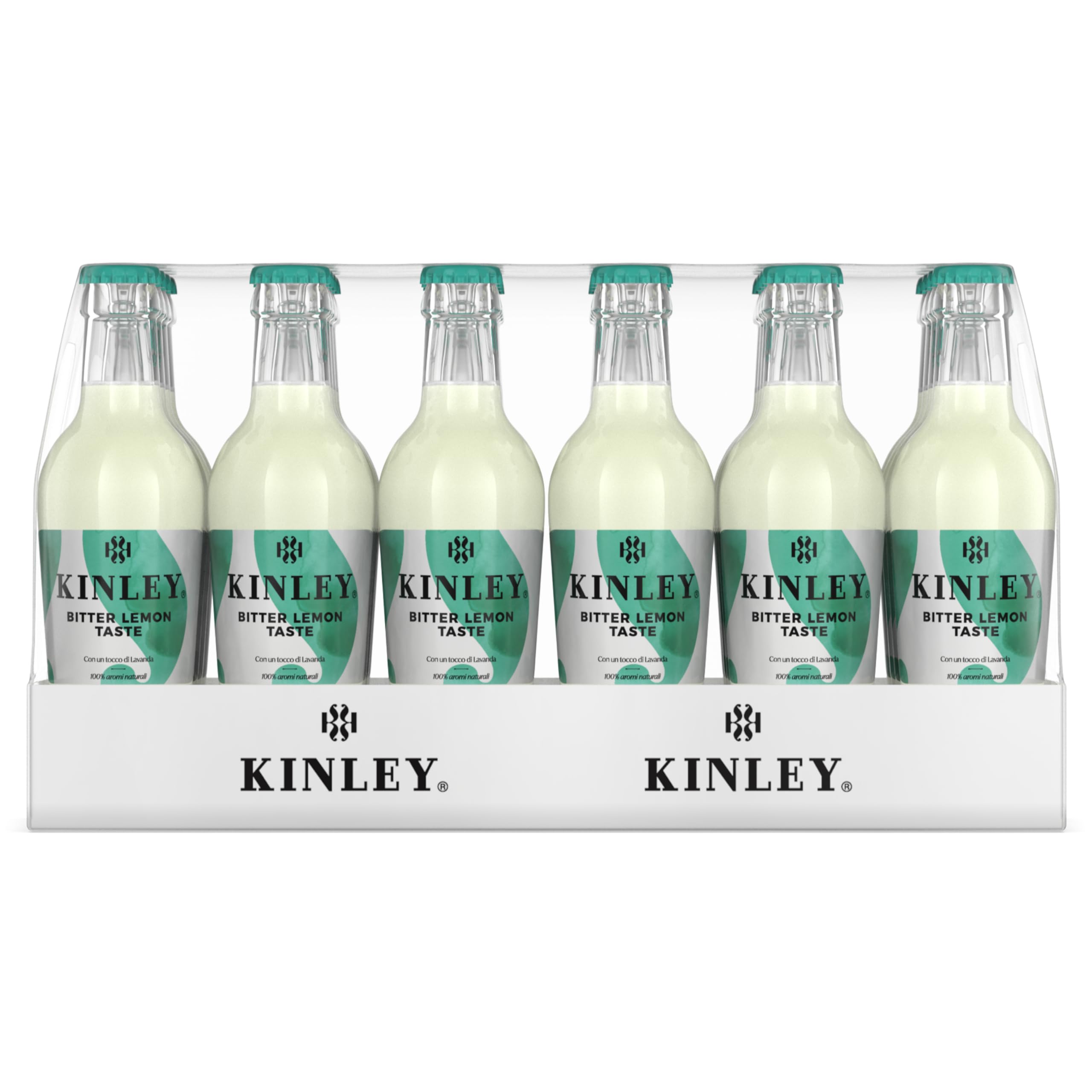 Kinley Bitter Lemon Taste, Bevanda al Limone con note di Lavanda, Adatta alla Mixology, Per Drink Rinfrescanti e dal Sapore Inconfondibile, Bevanda Analcolica - 24 Bottiglie in Vetro da 200 ml