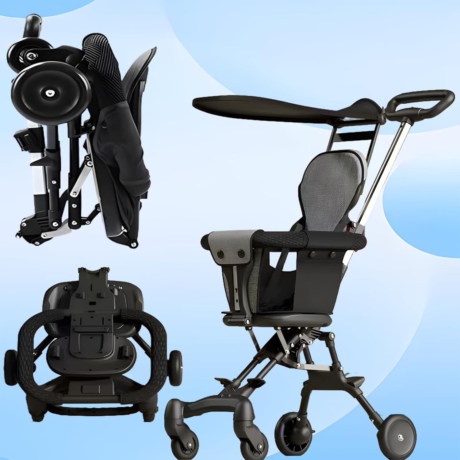 Zorzel Baby Stroller, Portable Compact Airport Stroller with Canopy Perfect for Airplane Travel, Lightweight Foldable Cabin-Friendly Trolley Pram for Toddler Kids-image-9