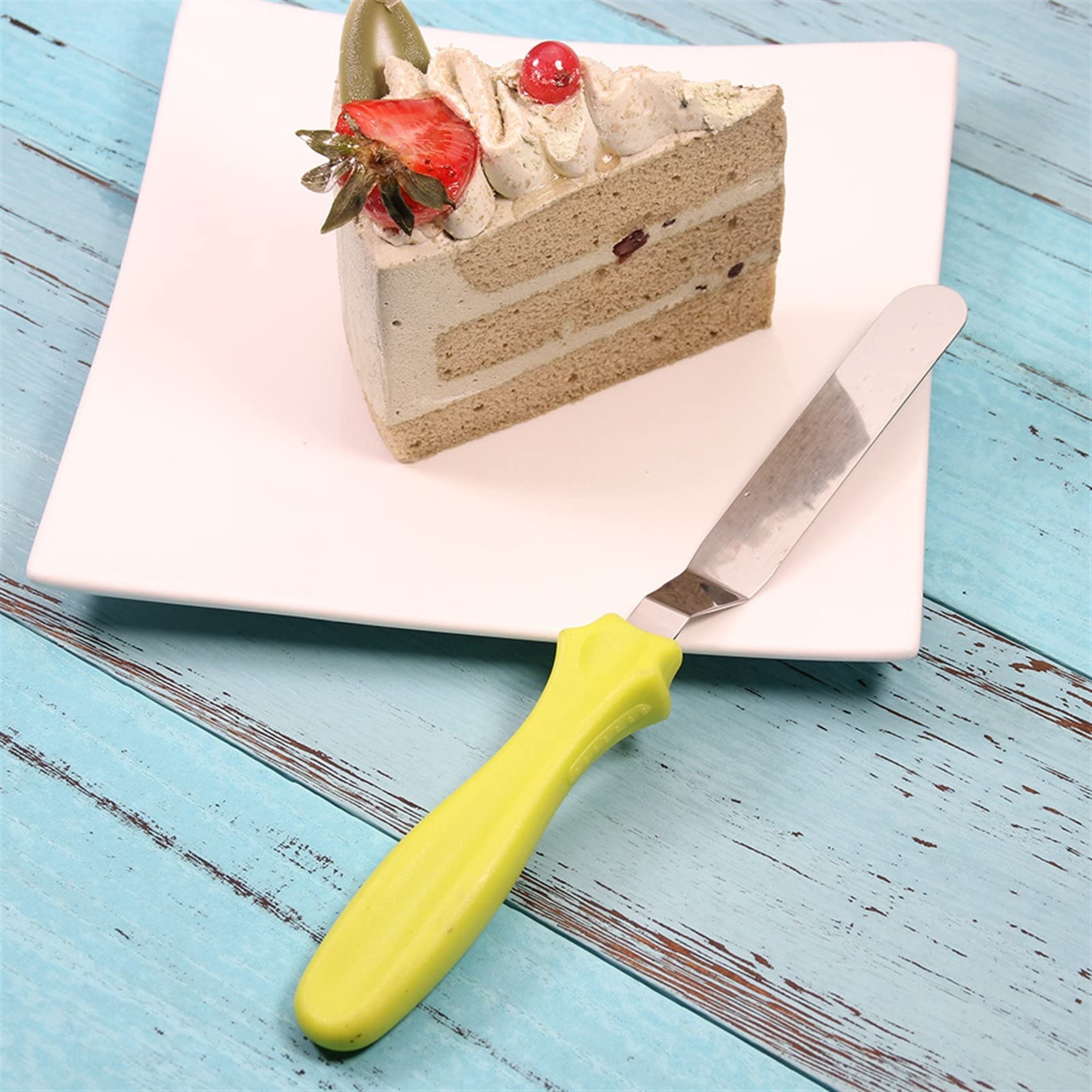 Teigschaber 3-teiliger abgewinkelter Spatel mit PP Griff Mehrzweck-Spatel-Kuchen-Deko-Küchenspatel zum Kochen, Backen und Mischen Spatel (Color : Green)