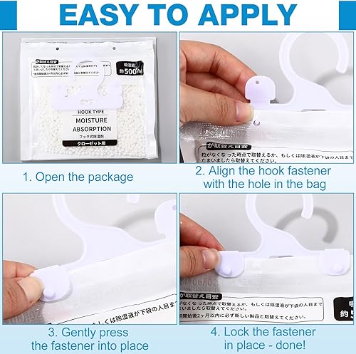 Miniatura 6 de Nuanchu Paquete de 30 bolsas deshumidificadoras de 16.9 fl oz para colgar en el armario, sin perfume, absorción de humedad desecante en armarios,