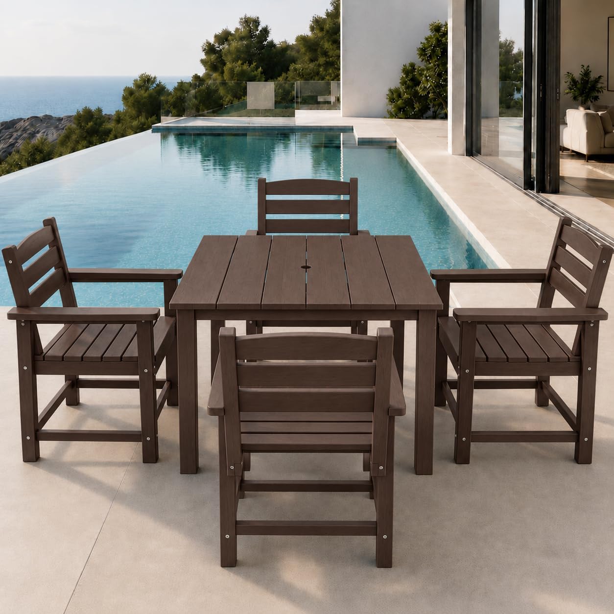 Patio Kingdom 5-Piece HDPE Outdoor Dining Set Review: Square Table for Four