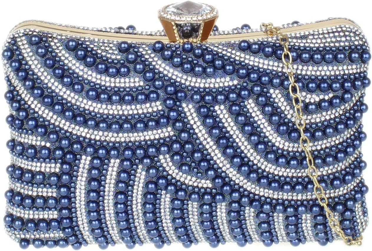 Girly HandBags Womens Diamante Beaded Hard Case Clutch Bag