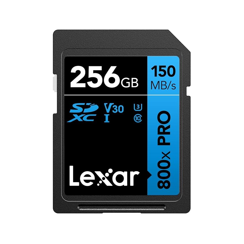 Lexar High-Performance 800x PRO 256GB Scheda SD, UHS-I 150 MB/s Lettura, Scheda di Memoria SD V30/U3/C10 per Fotocamere DSLR di Fascia Media, Fotocamere Compatte e Videocamere HD(LSD0800P256G-BNNAA)