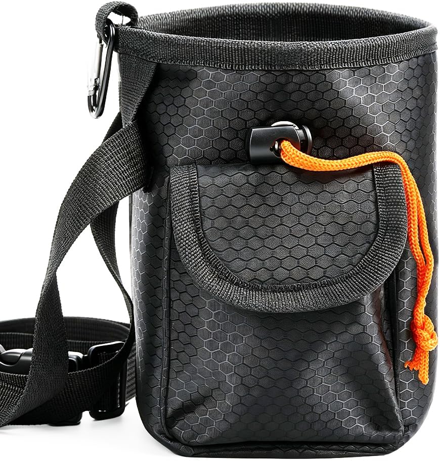 Chalk Bag, Sleek Black Grain Climbing Chalk Bag with Multi Storage | Multi-Compartment Rock Climbing Gear, Bouldering Pouch for Indoor & Outdoor Climbing Scenes