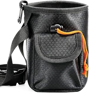 Chalk Bag, Sleek Black Grain Climbing Chalk Bag with Multi Storage | Multi-Compartment Rock Climbing Gear, Bouldering Pouch for Indoor & Outdoor Climbing Scenes