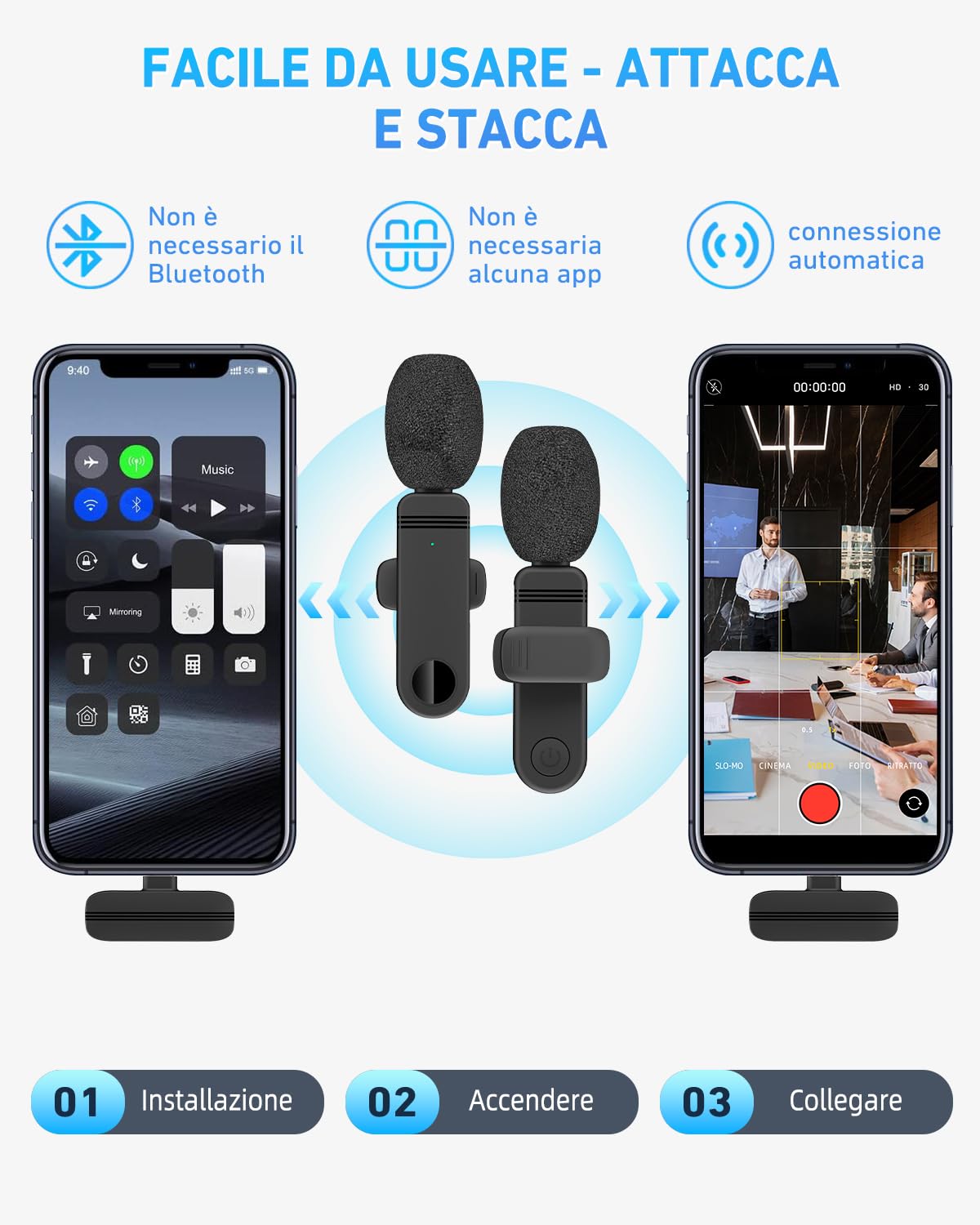 Microfono Lavalier Wireless Per IPhone - Plug & Play, Riduzione Rumore, Perfetto Per TikTok E Live Streaming - Foto 6