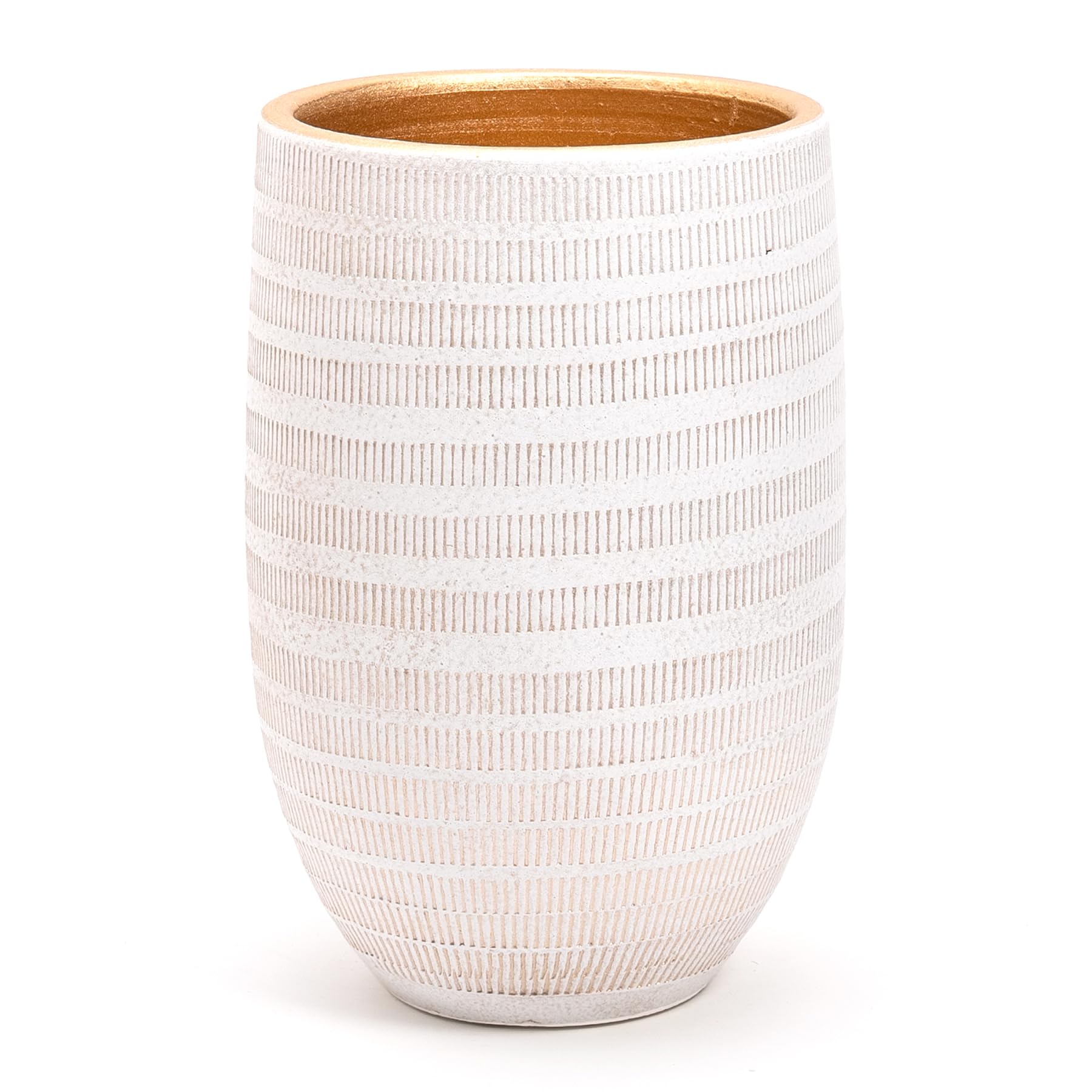 Grande e Elegante VASO in Terracotta, | Decorato con Interni Dorati | D.19 cm – H.30 cm | Vaso Decorativo Moderno per Piante, Fiori, Piante grasse, Sansevieria | da Interno o Esterno. (D.19 - H.30 cm)
