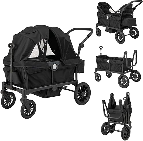Poussette Tandem Double Pliable avec Auvent Amovible & P COSTWAY
