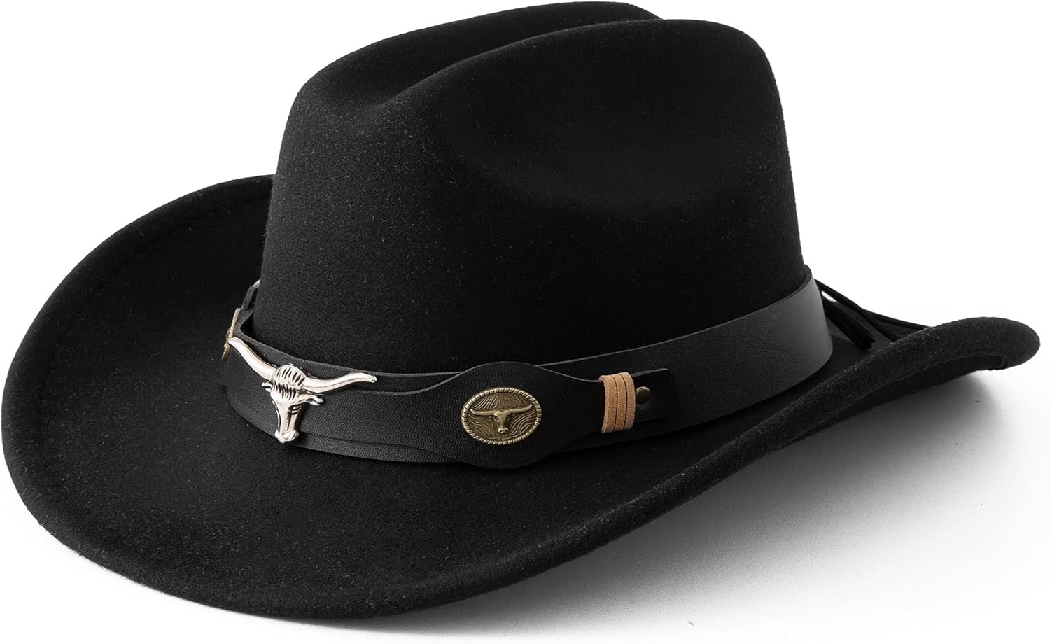 JOYEBUY Kids Wide Brim Western Cowboy Cowgirl Hat Boys Girls Felt Fedora Hats with Leather Buckle Blet - Image 2