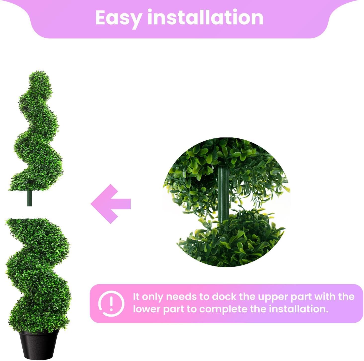 3 FT Spiral Boxwood Artificial Tree (Set of 2) - Real Touch UV Stable Faux Topiary with Flexible Stems, Low Maintenance Indoor/Outdoor Decor for Home, Terrace, Cafe & Event Decoration