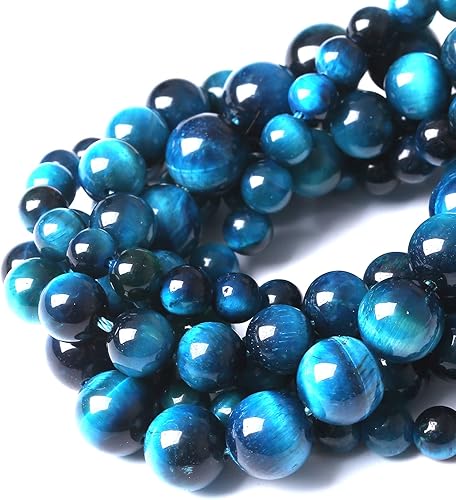 Miniatura 4 de 45 cuentas AAA de piedra de ojo de tigre azul de 0.315 pulgadas (0.315 in), cuentas de piedras preciosas naturales, cristal curativo, energía